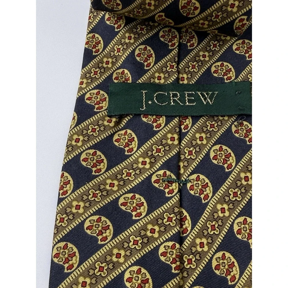 J Crew Men's Gold/Blue Paisley Tie 100%‎ All Silk Made in USA Necktie
